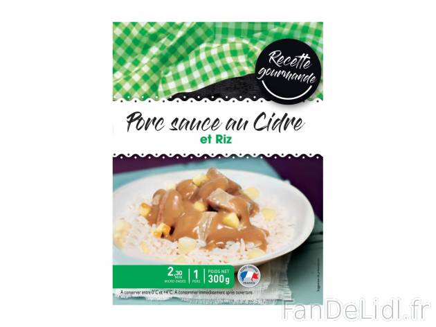 Porc sauce au cidre et riz1 , prezzo 2.29 € per 300 g 
-  Inédit chez Lidl