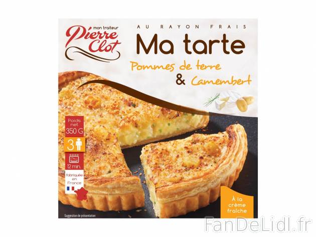 Tarte pommes de terre et camembert1 , prezzo 1.99 € per 350 g 
    