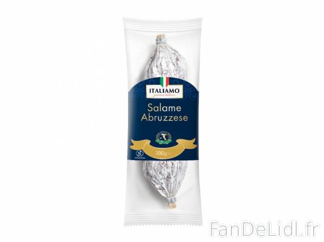 Salami italien , prezzo 2.49 € per 200 g au choix, 1 kg = 12,45 € EUR. 
- Au ...