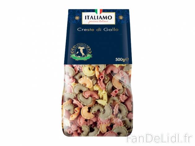 Creste di gallo , prezzo 1.49 € per 500 g, 1 kg = 2,98 € EUR. 
- Ces pâtes ...