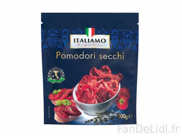 Tomates séchées , prezzo 1.99 € per 100 g, 1 kg = 19,90 € EUR.