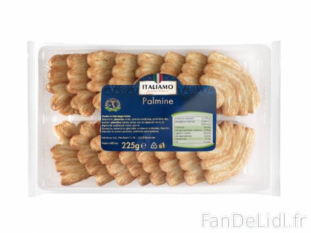 Palmiers feuilletés , prezzo 1.69 € per 225 g, 1 kg = 7,51 € EUR.