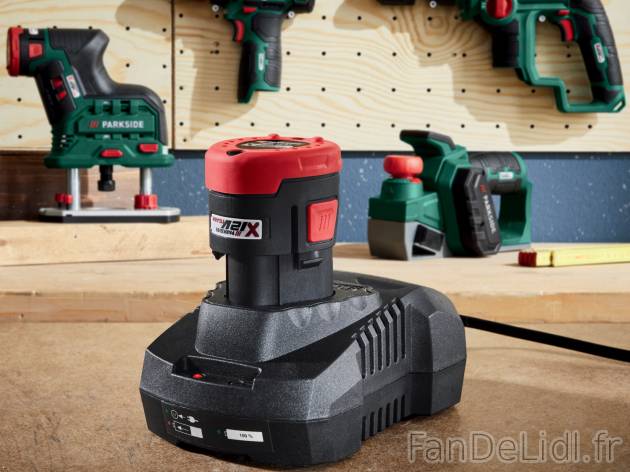 Chargeur et batterie Parkside, X12VTeam 12V 2Ah, le prix 16.99 € 
- CHARGEUR ...