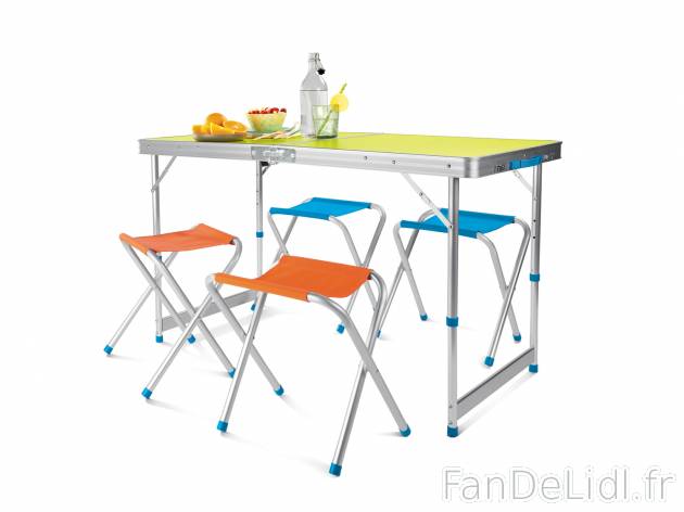 Ensemble table et sièges pliants , le prix 43.99 € 
- Table de camping pliante ...