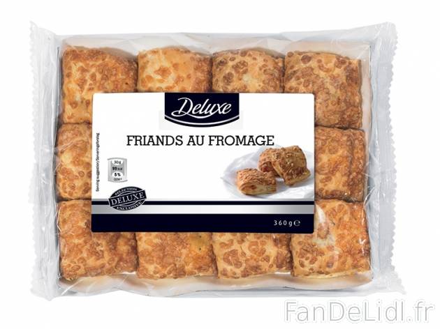 12 petits friands au fromage , prezzo 1.99 € per 360 g, 1 kg = 5,53 € EUR.