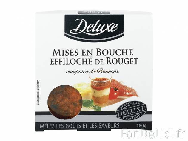 4 mises en bouche rouget-poivron , prezzo 3.79 € per 180 g, 1 kg = 21,06 € EUR.