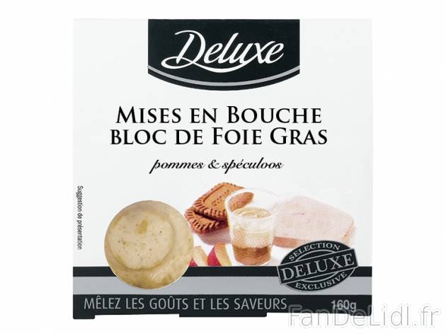 4 mises en bouche foie-gras-pommes-spéculoos , prezzo 3.99 € per 160 g, 1 kg ...