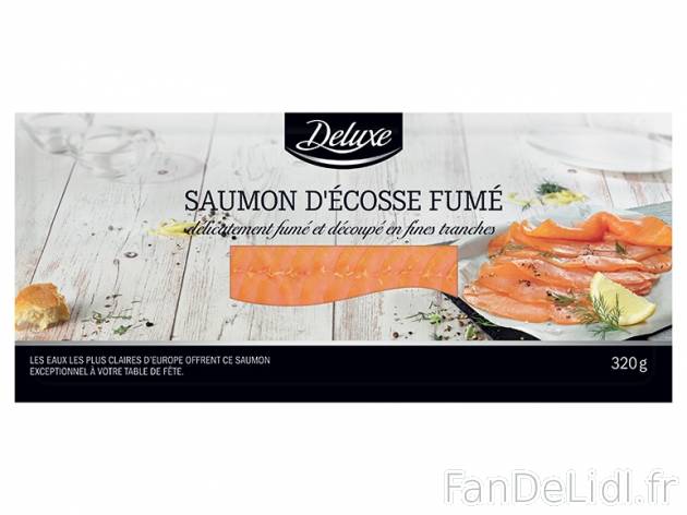 Saumon d&apos;Ecosse fumé , prezzo 8.49 € per 320 g, 1 kg = 26,53 € EUR.