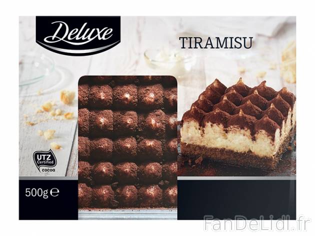 Profiteroles ou tiramisu , prezzo 2.99 € per 450/500 g au choix, 1 kg = 6,64 € EUR.