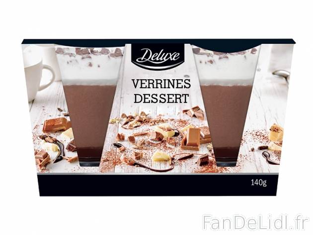 2 verrines dessert , prezzo 1.99 € per 140 g au choix, 1 kg = 14,21 € EUR. 
- ...