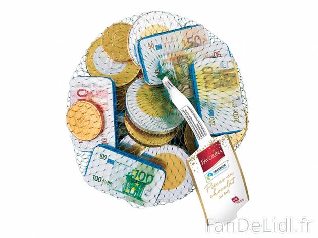 Pièces et billets en chocolat au lait , prezzo 1.15 € per 150 g, 1 kg = 7,67 € EUR.