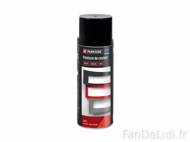 Peinture de couleur en aérosol Parkside, le prix 2.49 € 
- 2 en 1 peinture et ...