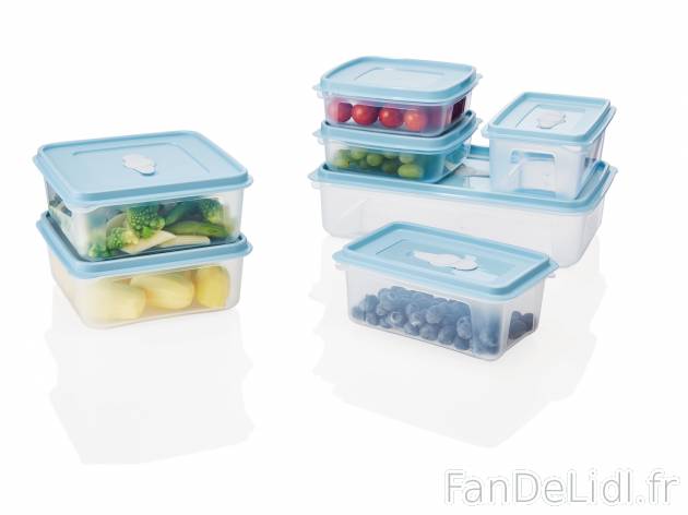 Boîtes de conservation , le prix 5.99 € 
- Set de 7
- Env. 1x 2,4 L / 2x 1,3 ...