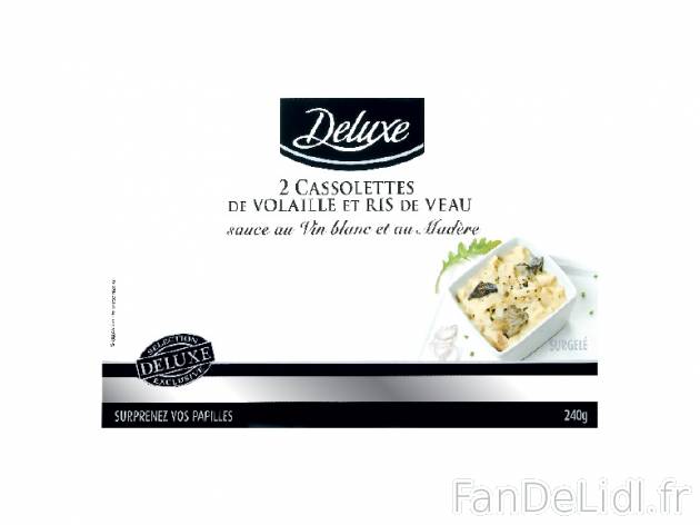 2 cassolettes de volaille et ris de veau sauce au vin blanc et au Madère , prezzo ...
