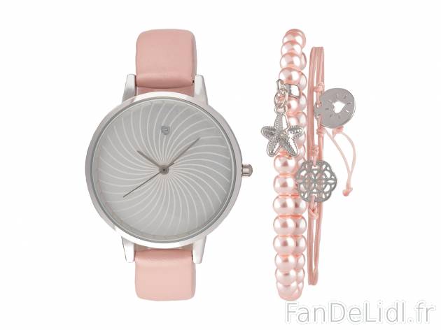 Parure montre et bracelet , le prix 9.99 € 
Au choix :
- Set de 4 dont 3 bracelets ...