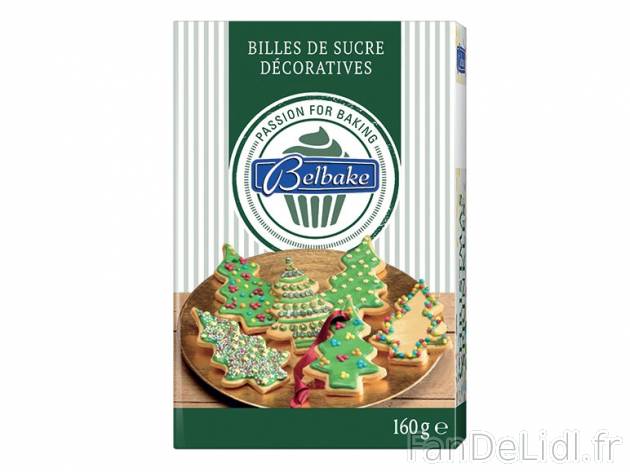 Billes de sucre décoratives , prezzo 1.99 € per 160 g, 1 kg = 12,44 € EUR.