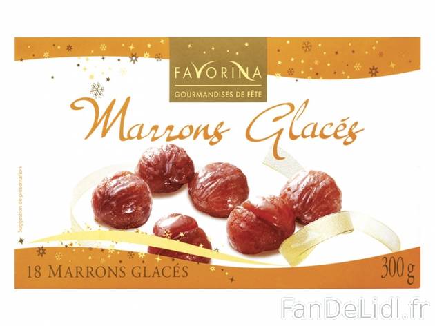 Marrons glacés , prezzo 5.99 € per 300 g, 1 kg = 19,97 € EUR.
