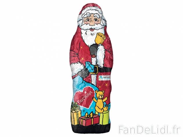 Père Noël en chocolat au lait , prezzo 1.29 € per 200 g, 1 kg = 6,45 € EUR.