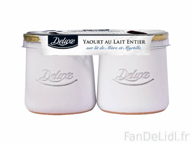 2 yaourts sur lit de mûre et myrtille , prezzo 1.95 € per 280 g, 1 kg = 6,96 ...