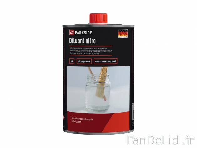 Diluant nitro Parkside, le prix 2.99 € 
- Pour diluer tous les vernis et peintures ...