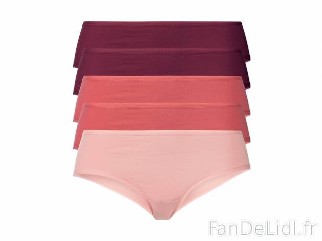 Hipsters , le prix 7.99 € 
- Du S au XL selon modèle.
- Ex. 95 % coton et 5 ...