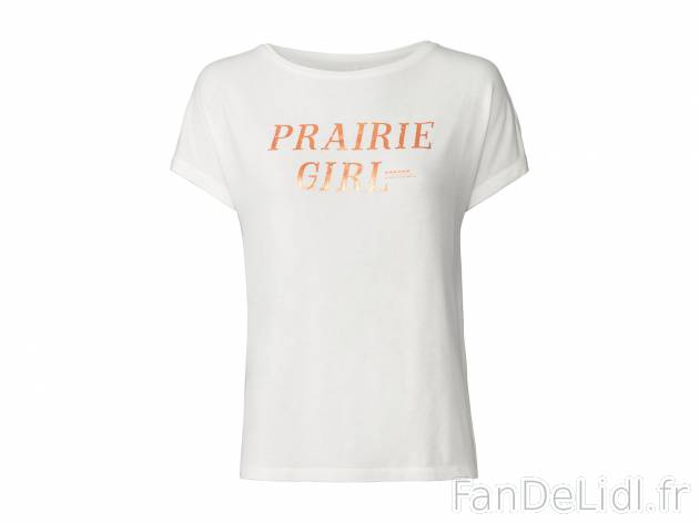 T-shirt , le prix 3.99 € 
- Du S au XL selon modèle.
- Ex. 95 % viscose (LENZING™ ...
