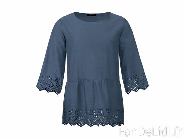 Blouse , le prix 7.99 € 
- Du 36 au 48 selon modèle.
- 100 % coton
- 2 coloris ...