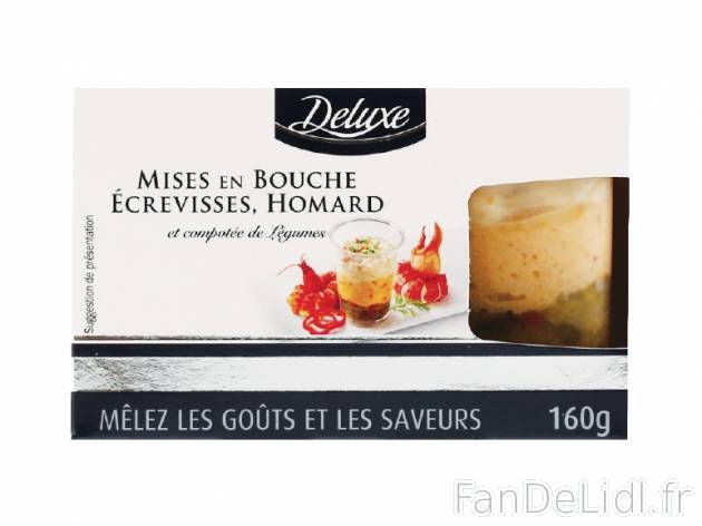 4 mises en bouche écrevisses, homard et compotée de légumes , prezzo 3.99 € ...