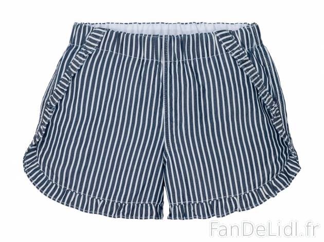 Short fille , le prix 5.99 € 
- Du 6-7 au 13-14 ans selon modèle.
- Ex. 100 ...