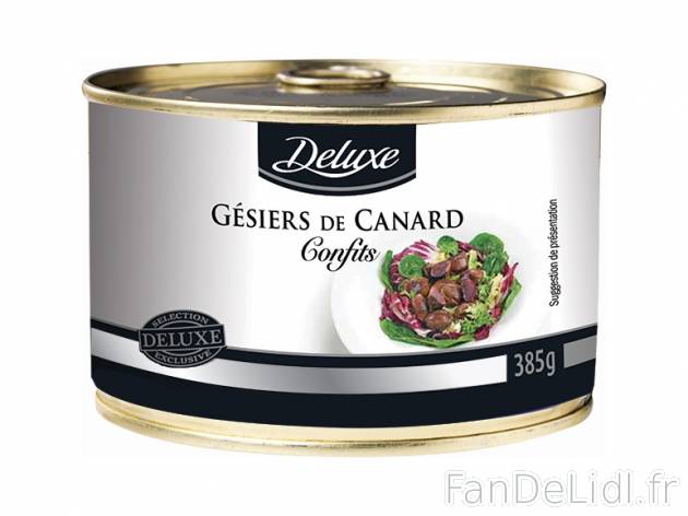 Gésiers de canard confits , prezzo 2.99 € per 385 g, 1 kg = 7,77 € EUR.
