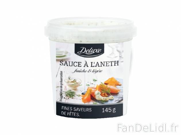Sauce à l’aneth , prezzo 1.49 € per 145 g, 1 kg = 10,28 € EUR.