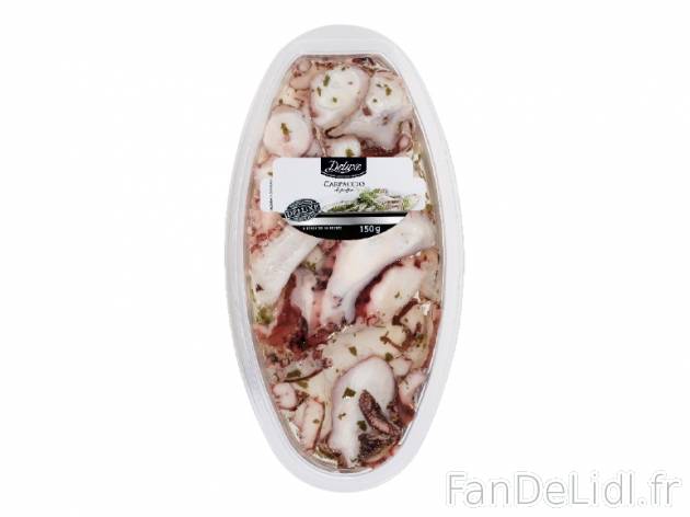 Carpaccio de poulpe , prezzo 2.99 € per 150 g, 1 kg = 19,93 € EUR.