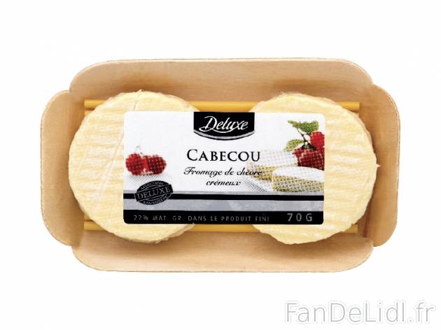 2 cabécous , prezzo 1.29 € per 70 g, 1 kg = 18,43 € EUR. 
- 22 % de Mat. Gr. ...
