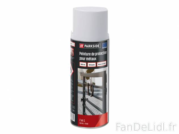 Peinture pour métal en aérosol , le prix 2.99 €  
-  2 en 1 : vernis + fond