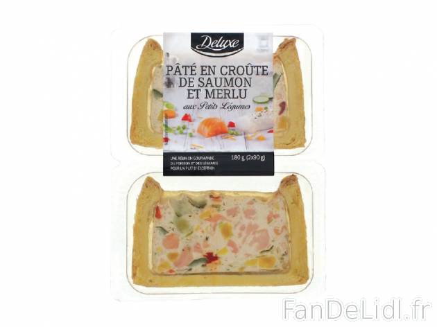Pâté en croûte de saumon et merlu , prezzo 2.49 € per 180 g, 1 kg = 9,22 € ...