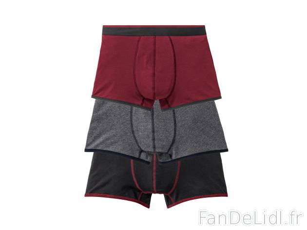 Boxers , le prix 6.99 € 
- Lot de 3
- Du S au XL selon modèle.
- Ex. 95 % ...