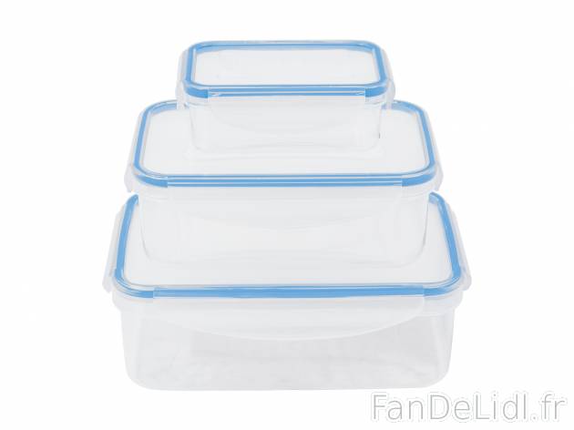 Boîtes de conservation , le prix 3.99 € 
- Set de 3 : env. 1,5 L, env. 1 L et ...