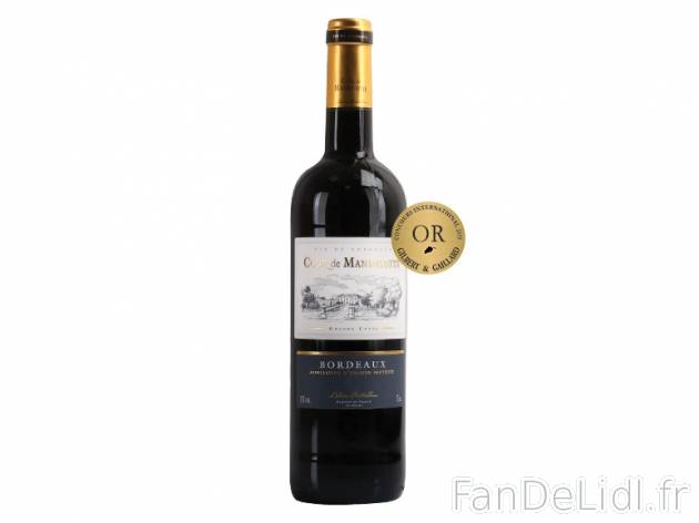 Bordeaux Cour de Mandelotte AOP , prezzo 2.49 € 
- Température optimale de dégustation ...