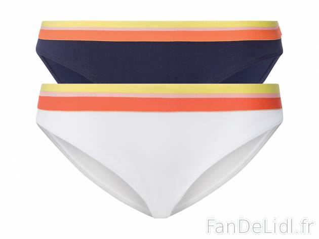 Slips , le prix 5.99 € 
- Du S au L selon modèle.
- Ex. 95 % coton et 5 % élasthanne ...
