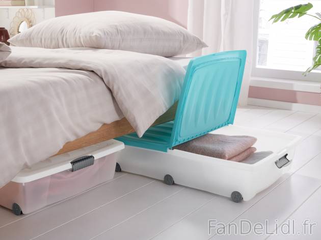 Boîte de rangement sous lit à roulettes chez , le prix 9.99 &#8364; 
- Env. ...