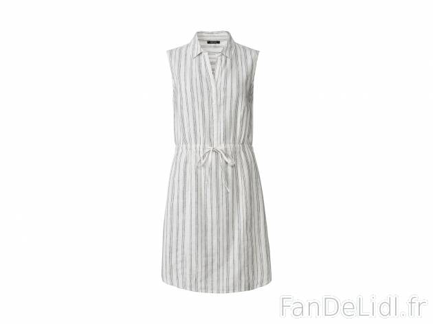 Robe en lin , le prix 9.99 € 
- Du 36 au 46 selon modèle.
- Ex. 55 % lin et ...