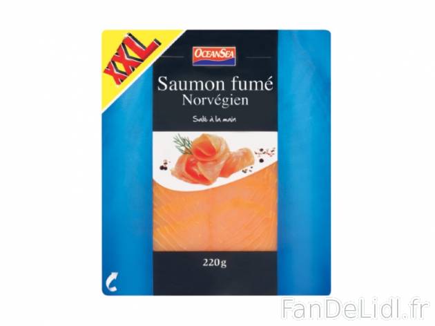 Saumon fumé , prezzo 3.79 € per 220 g, 1 kg = 17,23 € EUR. 
- 200 g + 20 g ...