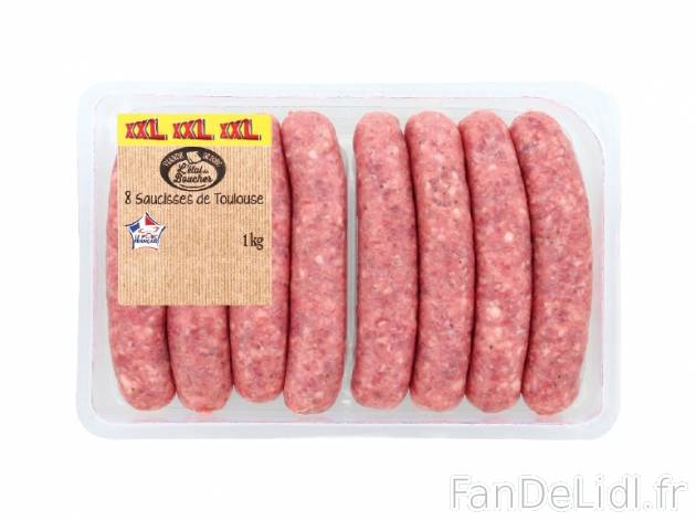 8 saucisses de Toulouse , prezzo 4.49 € per La barquette de 1 kg