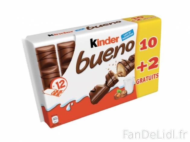 Kinder Bueno au lait , prezzo 4.99 € per 516 g, 1 kg = 9,67 € EUR.
