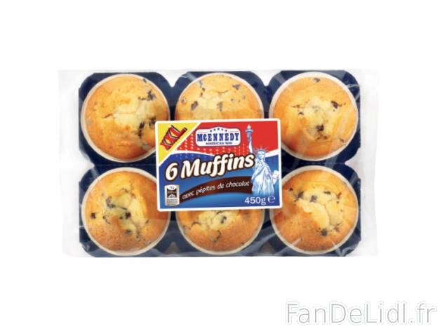6 muffins aux pépites de chocolat , prezzo 1.35 € per 450 g au choix, 1 kg = ...
