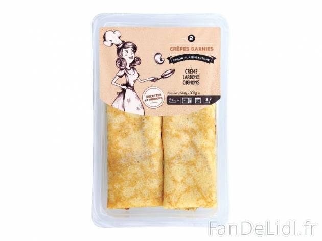 2 crêpes garnies façon flammekueche , prezzo 2.49 € per 300 g, 1 kg = 8,30 € ...