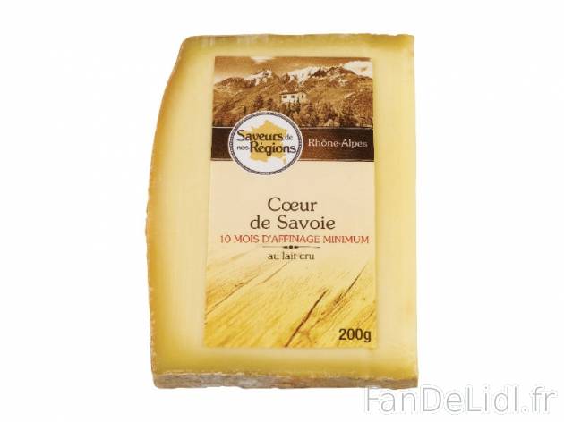 Cœur de Savoie , prezzo 1.99 € per 200 g, 1 kg = 9,95 € EUR. 
- 35 % de Mat. ...