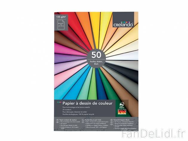 25 feuilles cartonnées ou 50 papiers à dessin , prezzo 2.49 € per Le lot au ...