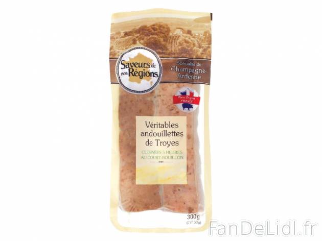 2 véritables andouillettes de Troyes , prezzo 2.69 € per 300 g, 1 kg = 8,97 € EUR.