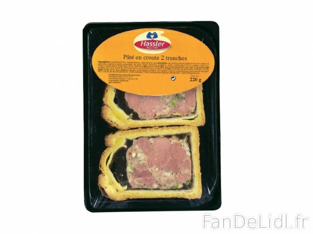 Pâté en croûte , prezzo 1.69 € per 220 g, 1 kg = 7,68 € EUR.  
-      2 tranches